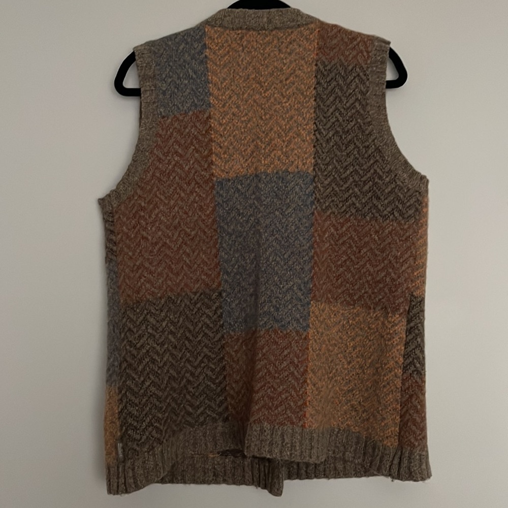 Vintage Woolrich Patchwork Chevron Knit Pattern Lambswool Sweater Vest Size L** - Picture 2 of 12
